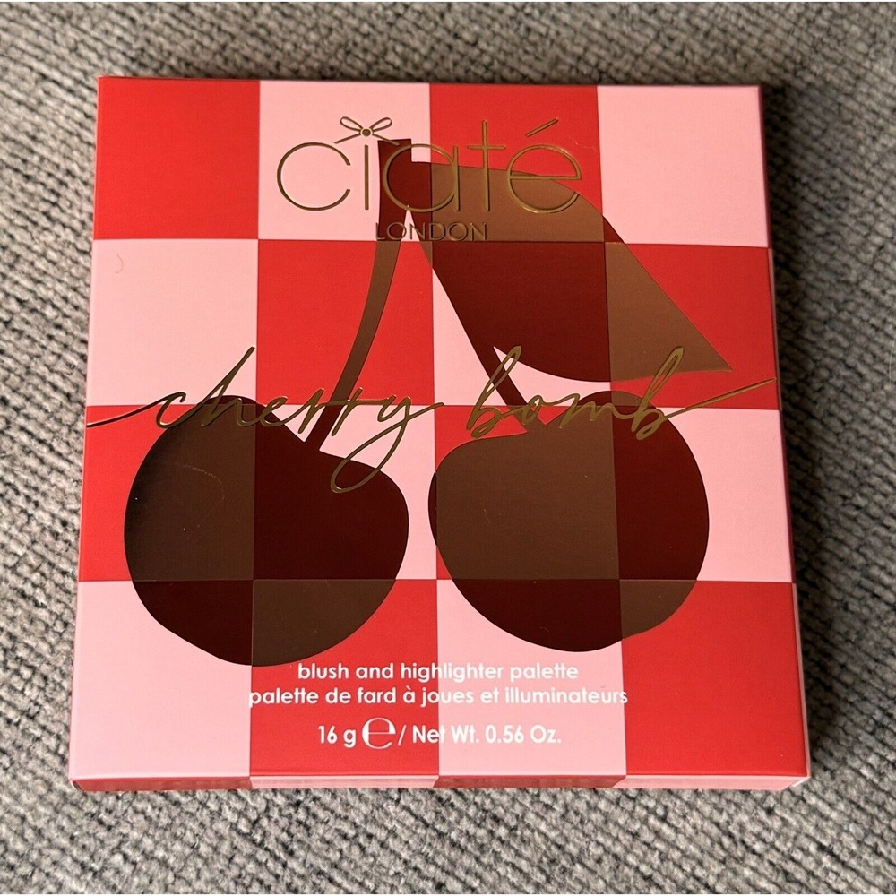 CIATÉ LONDON Cherry Bomb Blush and Highlighter‎ Palette in Light Medium 16 g NIB